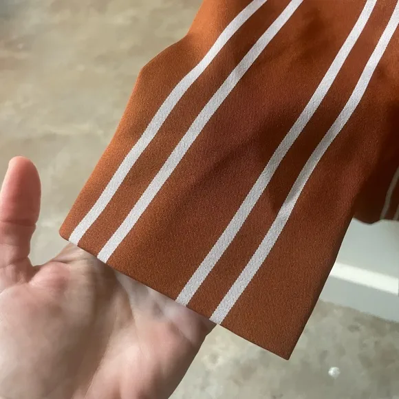 Suit Set: Women's Double Breasted Striped Blazer &amp; Wide Leg Pinstripe Brown NWOT