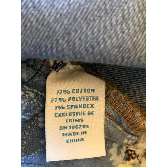 Sundance Embroidered Magnolia Fit Denim Shorts Women's 27 Bermuda