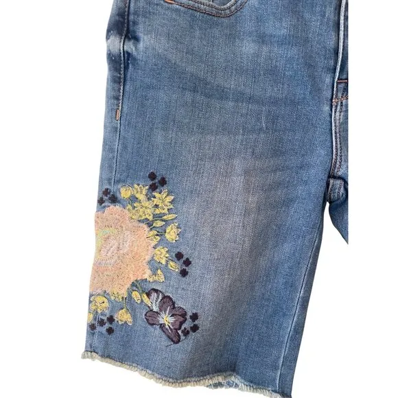 Sundance Embroidered Magnolia Fit Denim Shorts Women's 27 Bermuda