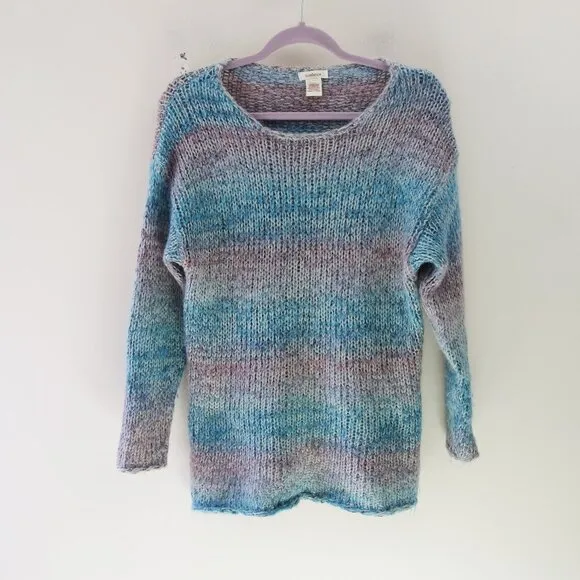 Sundance Mohair Sweater Knitted Tunic Boat Neck Striped Multicolor (M-Petite)