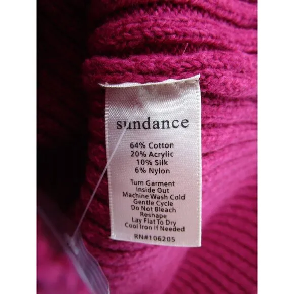 Sundance Sweater Large Silk Blend Pullover Henley Ribbed Knit NEW