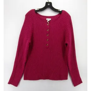 Sundance Sweater Large Silk Blend Pullover Henley Ribbed Knit NEW