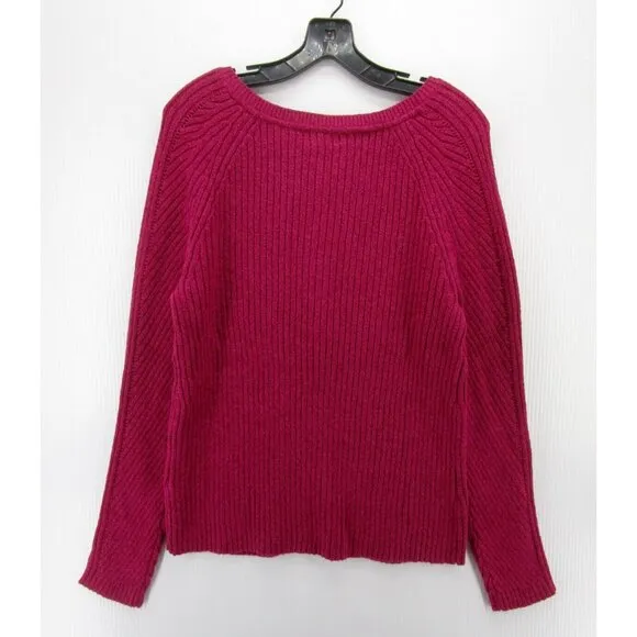 Sundance Sweater Large Silk Blend Pullover Henley Ribbed Knit NEW