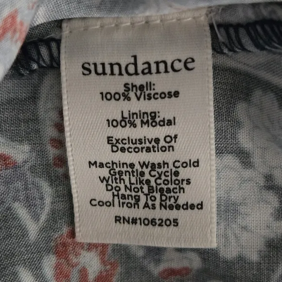 Sundance Sweet Whispers Boho Mini Dress Floral Mixed Print 3/4 Sleeve V-Neck