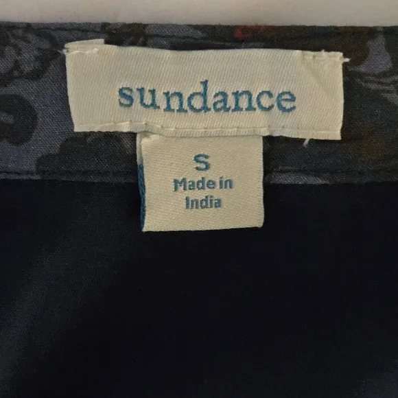 Sundance Sweet Whispers Boho Mini Dress Floral Mixed Print 3/4 Sleeve V-Neck