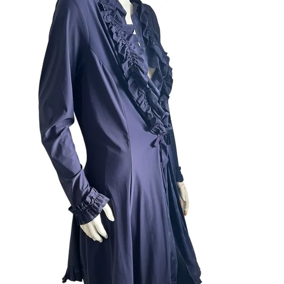 Sunlight Paris Blue Ruffle Long Sleeve Duster