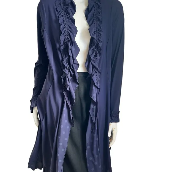 Sunlight Paris Blue Ruffle Long Sleeve Duster