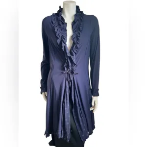 Sunlight Paris Blue Ruffle Long Sleeve Duster