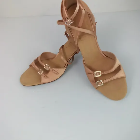 Supadance 1618 Latin Salsa Ballroom Strappy Heels 2.5&quot; Flesh Like New