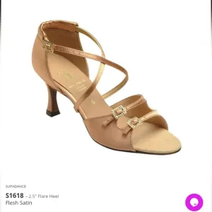 Supadance 1618 Latin Salsa Ballroom Strappy Heels 2.5&quot; Flesh Like New
