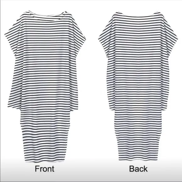 Super Sexy Black&amp;White Striped Slouchy Maxi Dress