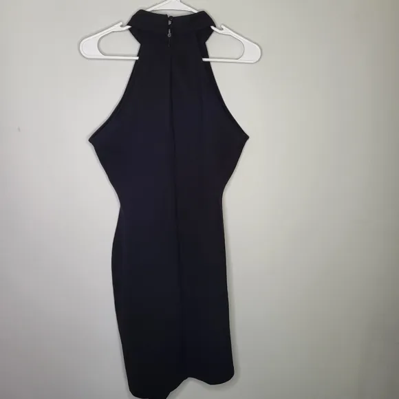 Superdown Tegan Black Wrap Mini Dress Stretch Sleeveless Bodycon Size Large