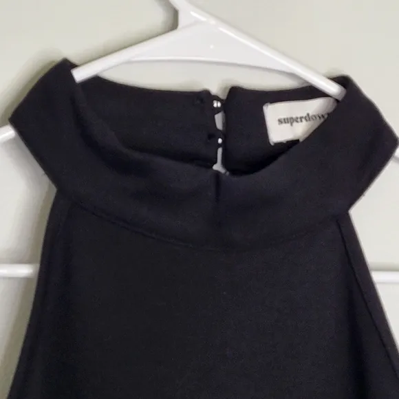 Superdown Tegan Black Wrap Mini Dress Stretch Sleeveless Bodycon Size Large