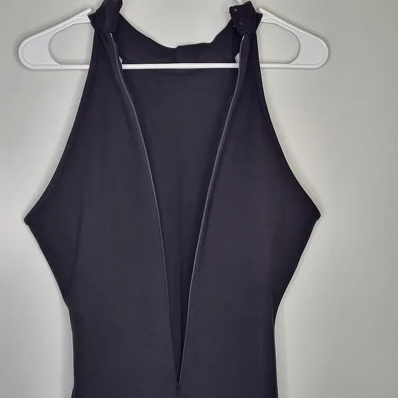 Superdown Tegan Black Wrap Mini Dress Stretch Sleeveless Bodycon Size Large