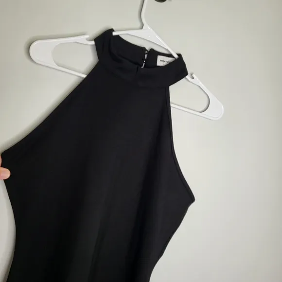 Superdown Tegan Black Wrap Mini Dress Stretch Sleeveless Bodycon Size Large