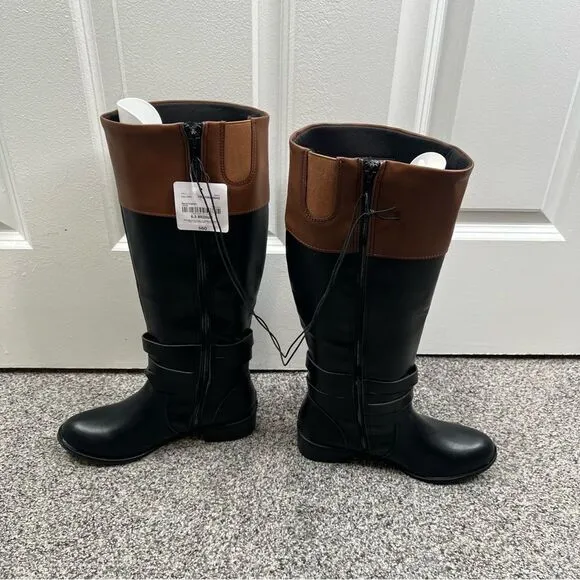 Sz 6.5M St.John’s Bay Brown and Black Color Block Boots NWT $80 MSRP