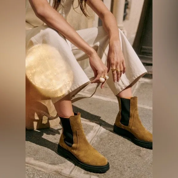 Sézane Lena Low Boots in Tan FR 39 / US 8