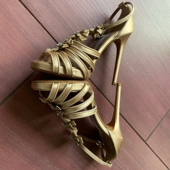 Tabitha Simmons satin and crystal sandals