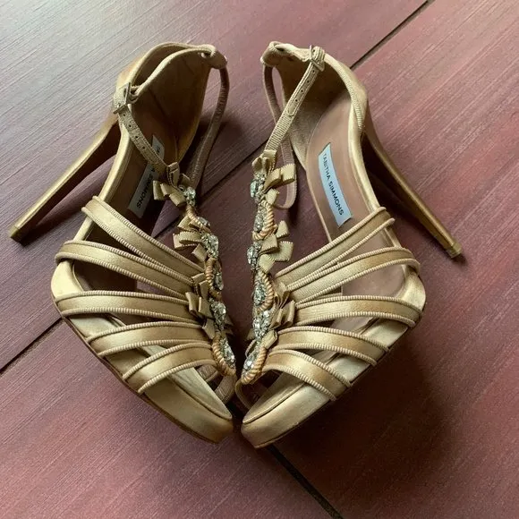 Tabitha Simmons satin and crystal sandals