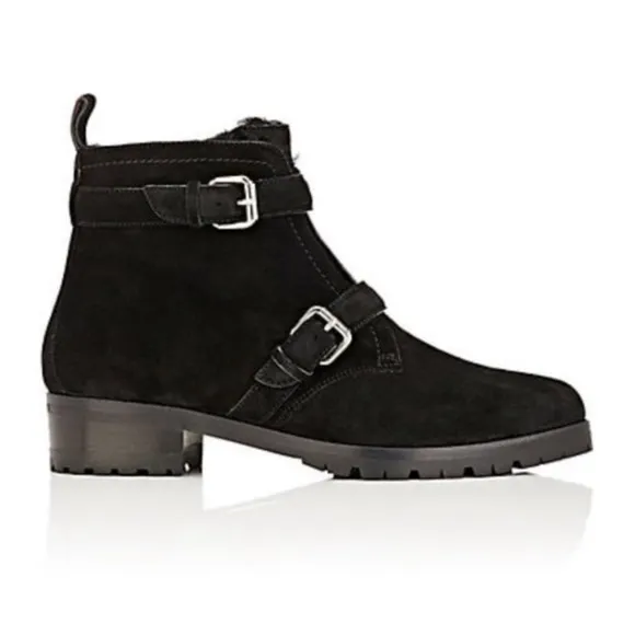 TABITHA SIMMONS Suede Aggy Boots Combat Style Black Size 9