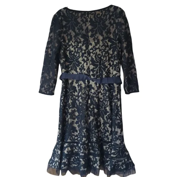 Tadashi Shoji Women's Dress Black Lace Cocktail 3/4 Sleeve Elegant Plus Size 16