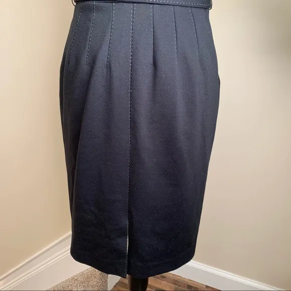 Talbots Belted Button Down Cap Sleeve Dress Black Sz P8