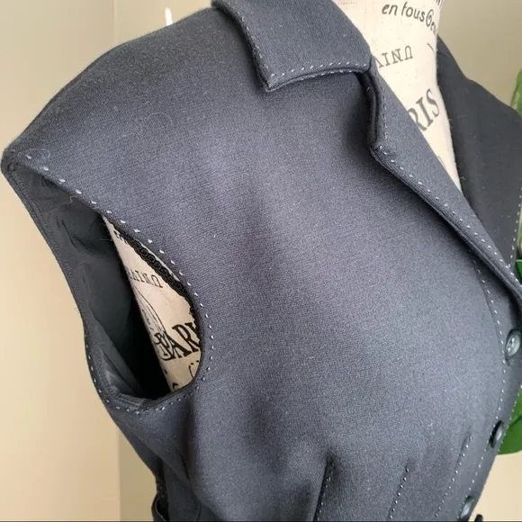 Talbots Belted Button Down Cap Sleeve Dress Black Sz P8