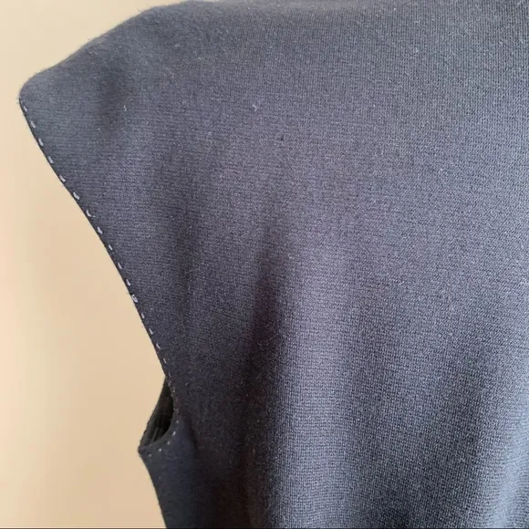 Talbots Belted Button Down Cap Sleeve Dress Black Sz P8