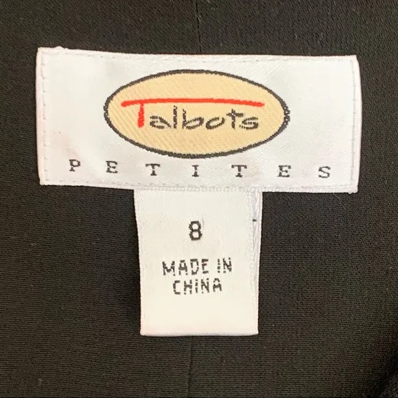 Talbots Belted Button Down Cap Sleeve Dress Black Sz P8