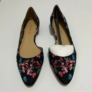 Talbots Edison D’orsay Blue Floral Slip On Flat Shoes NWOT