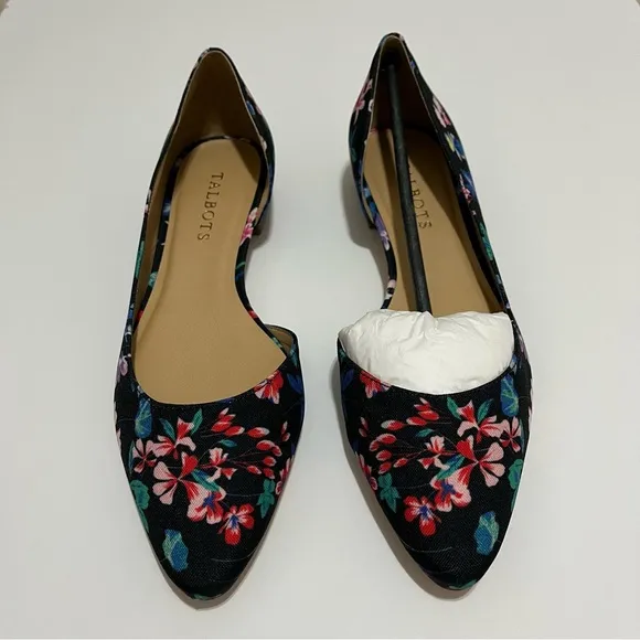 Talbots Edison D’orsay Blue Floral Slip On Flat Shoes NWOT