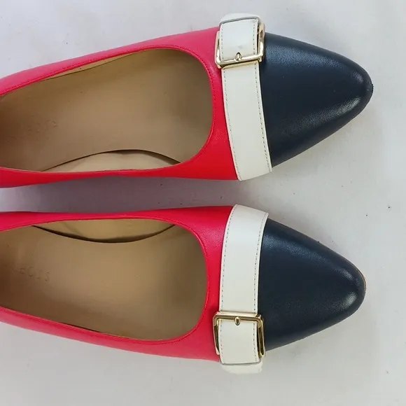 Talbots Red Wh Bl Flat W Box Shoes.
