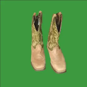 Tan and Green Western Boots