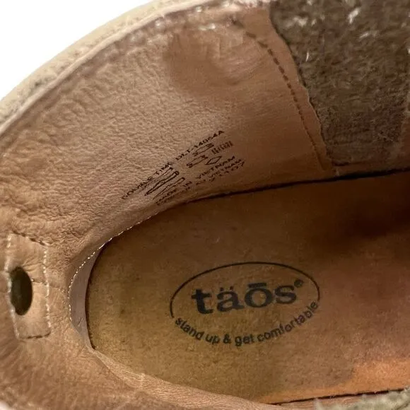 Taos Footwear Double Time Gray Sand Leather Ankle Boots Double Zippers Size 7M
