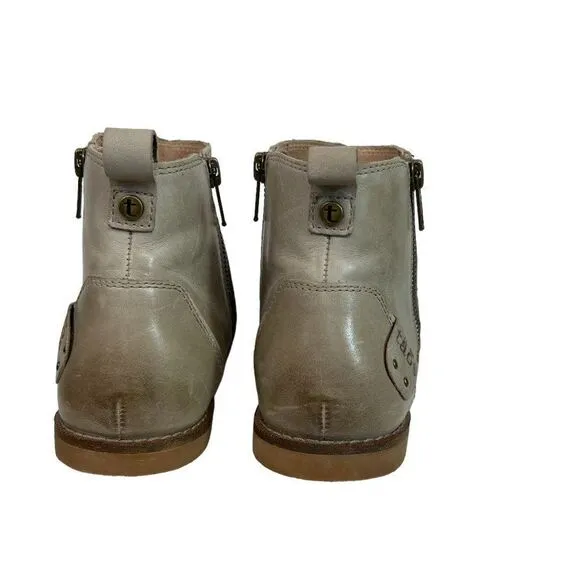 Taos Footwear Double Time Gray Sand Leather Ankle Boots Double Zippers Size 7M