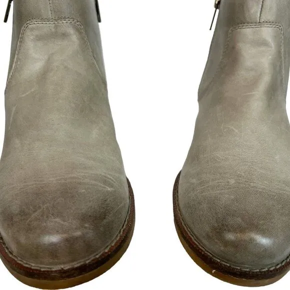 Taos Footwear Double Time Gray Sand Leather Ankle Boots Double Zippers Size 7M