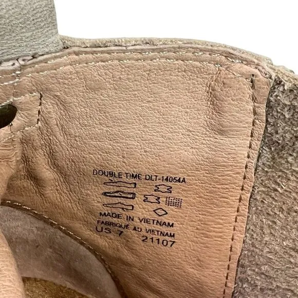 Taos Footwear Double Time Gray Sand Leather Ankle Boots Double Zippers Size 7M