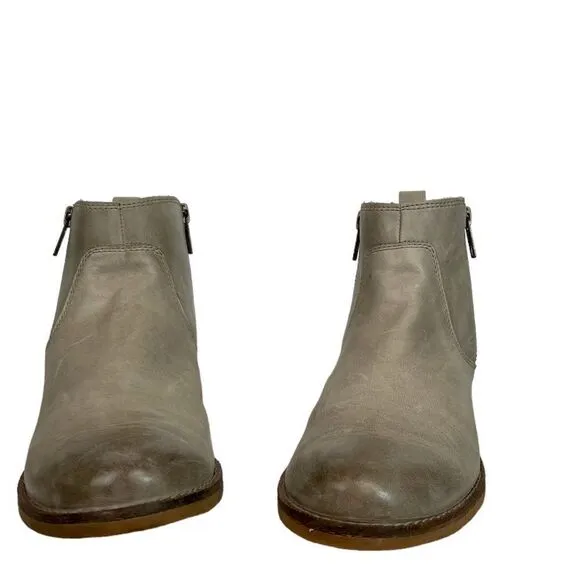 Taos Footwear Double Time Gray Sand Leather Ankle Boots Double Zippers Size 7M