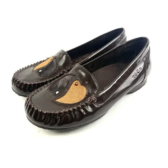 Taos Soulmates Shoes 6 Brown Patent Leather Hearts Loafer Slip On Womens
