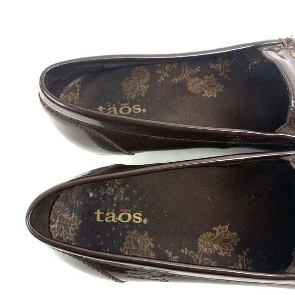 Taos Soulmates Shoes 6 Brown Patent Leather Hearts Loafer Slip On Womens
