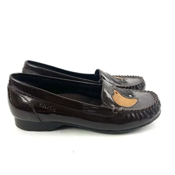 Taos Soulmates Shoes 6 Brown Patent Leather Hearts Loafer Slip On Womens