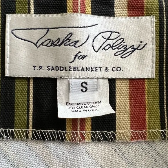 TASHA POLIZZI Bias Stripe Cotton Skirt with Crochet Lace Trim Size Small