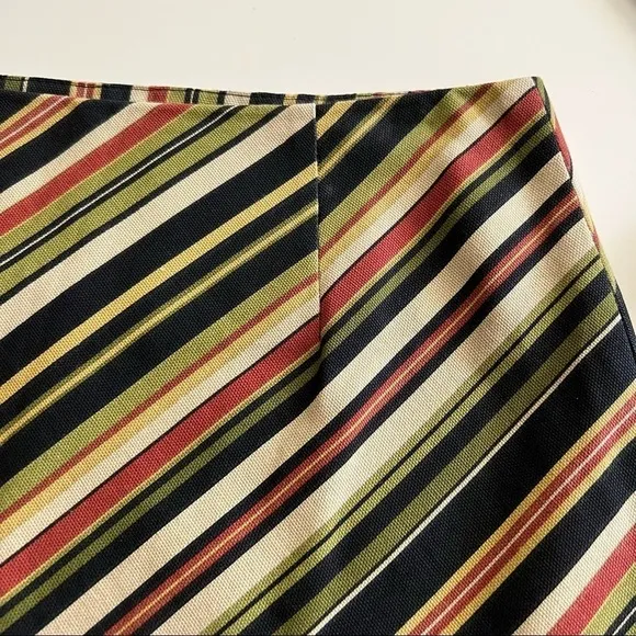 TASHA POLIZZI Bias Stripe Cotton Skirt with Crochet Lace Trim Size Small