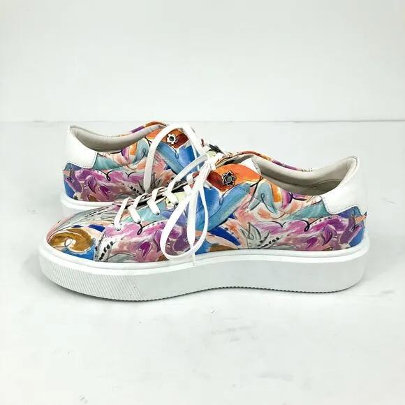 TED BAKER Women's Lorma Platform Sneaker 9.5 Art Print White Multicolor NWOB