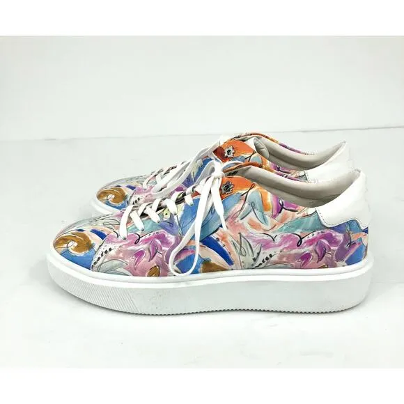 TED BAKER Women's Lorma Platform Sneaker 9.5 Art Print White Multicolor NWOB