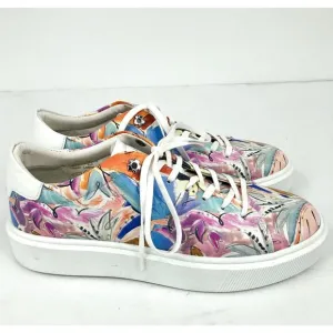 TED BAKER Women's Lorma Platform Sneaker 9.5 Art Print White Multicolor NWOB