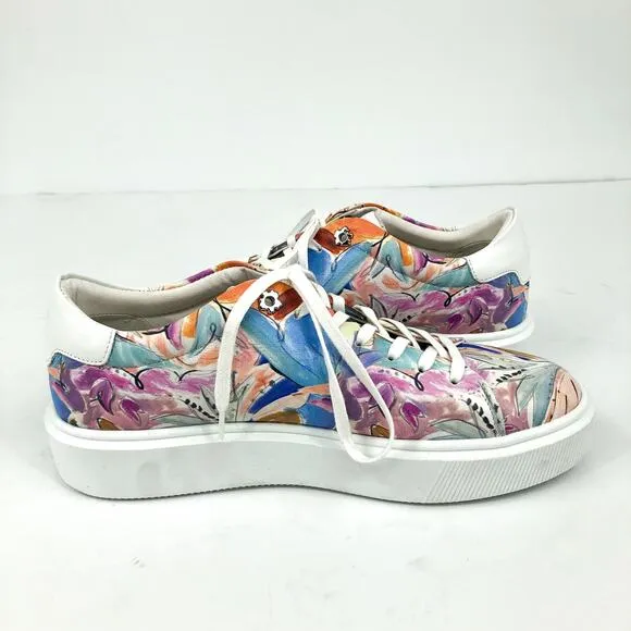 TED BAKER Women's Lorma Platform Sneaker 9.5 Art Print White Multicolor NWOB