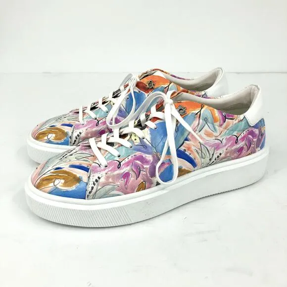 TED BAKER Women's Lorma Platform Sneaker 9.5 Art Print White Multicolor NWOB