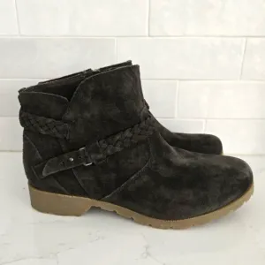 Teva De La Vina Gray Suede Ankle Boots Zip-Up Leather Delavina Size 8.5
