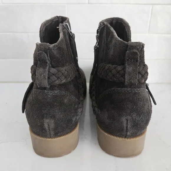 Teva De La Vina Gray Suede Ankle Boots Zip-Up Leather Delavina Size 8.5